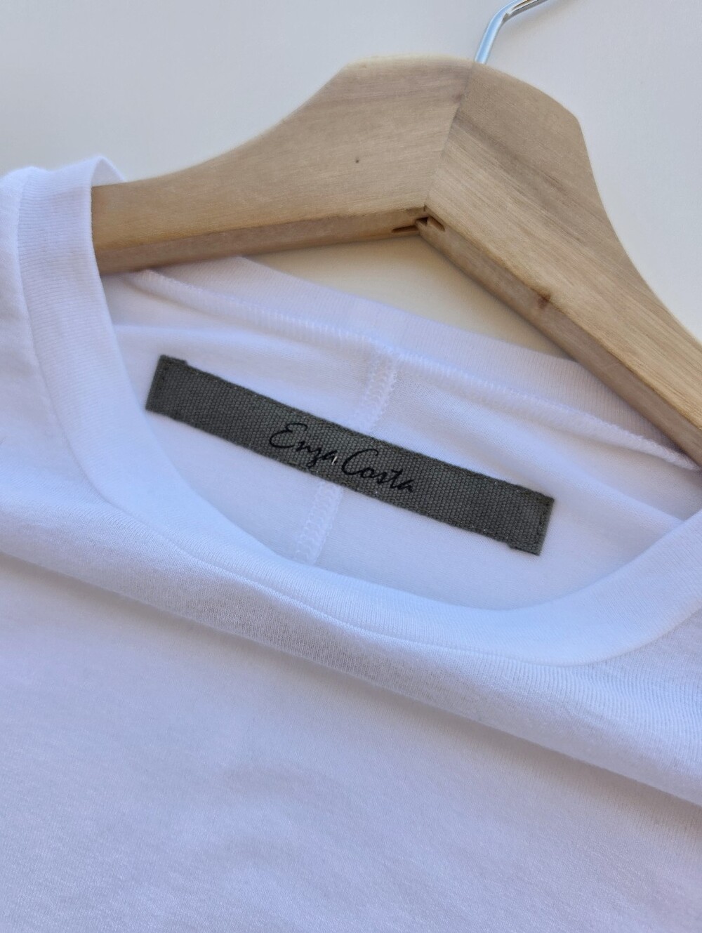 Enza Costa NWT Fitted White Crew Neck Long Sleeve Twist Front Top - Picture 6 of 8